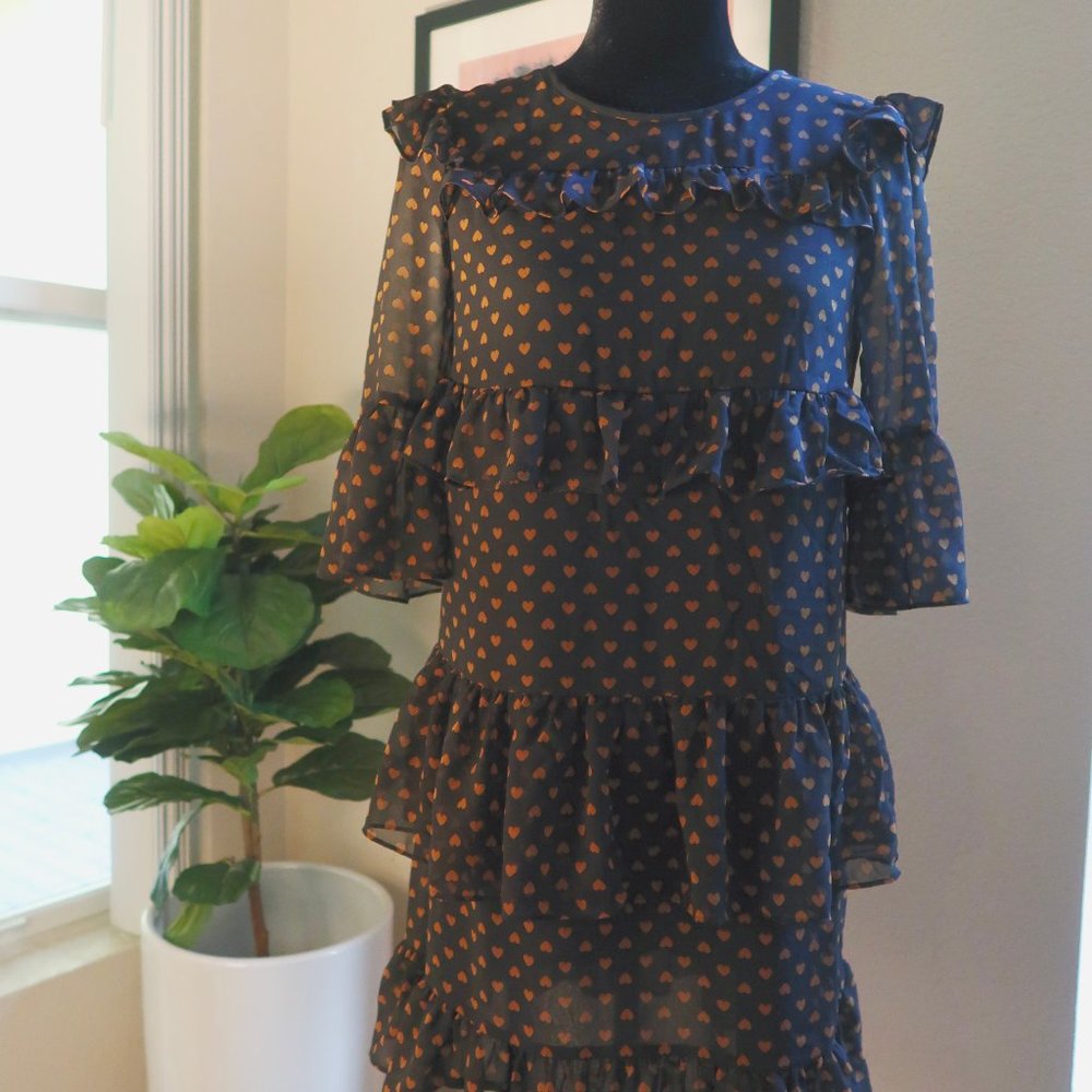 Madewell Silk Waterlily Tiered Ruffle Shirt Dress